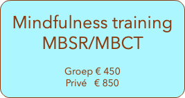  Mindfulness training MBSR/MBCT Groep € 450 Privé € 850