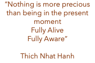 “Nothing is more precious than being in the present moment Fully Alive Fully Aware” Thich Nhat Hanh